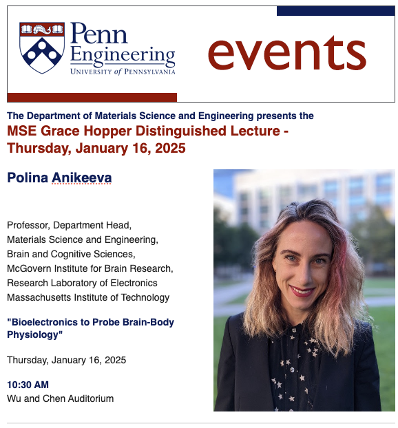 MSE Grace Hopper Distinguished Lecture: Polina Anikeeva, Massachusetts Institute of Technology